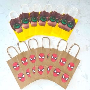 12 Hand Decorated Themed Favor Bags (Lego & Spider Man)